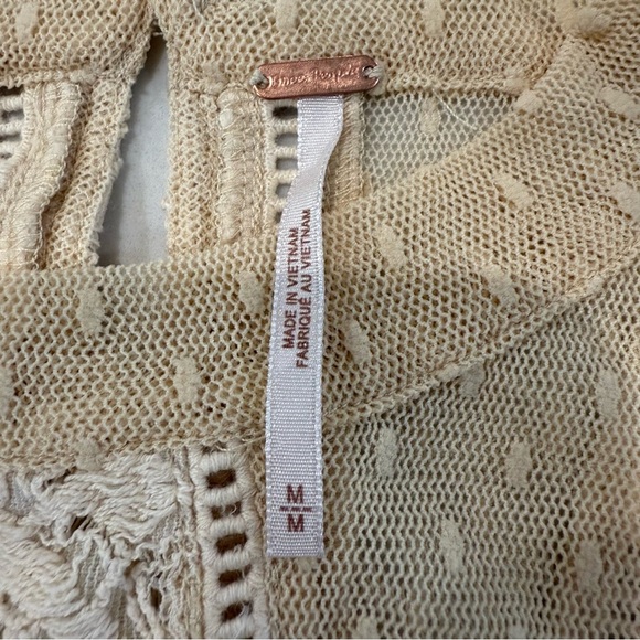 Free People Modern Lace Mesh Maisie Tunic Sleeveless Top Women’s Medium Cream - Picture 5 of 8
